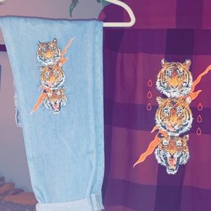 CUSTOM PRINTED plaid long sleeve & jeans